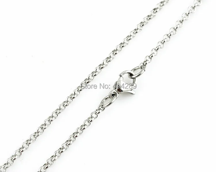 

Wholesale - 2mm 316L Stainless Steel necklace Round Rolo link chains women fashion jewelry 20pcs Round Cross Chain