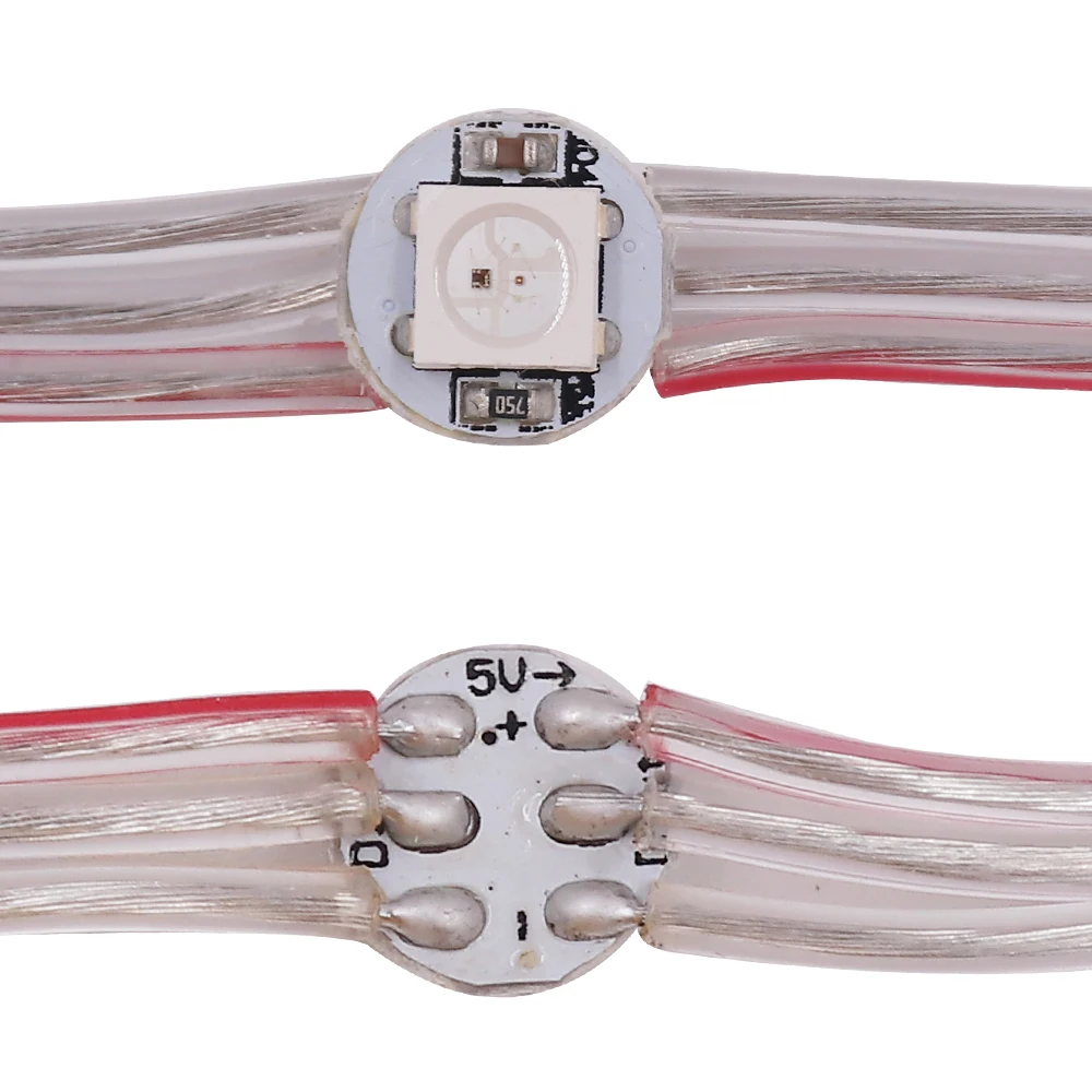 50 светодиодный s/рулон WS2812B SK6812 предварительно припаянный адресуемый RGB светодиодный модуль полосы DC5V 12 см провод для адресного прибора индивидуально