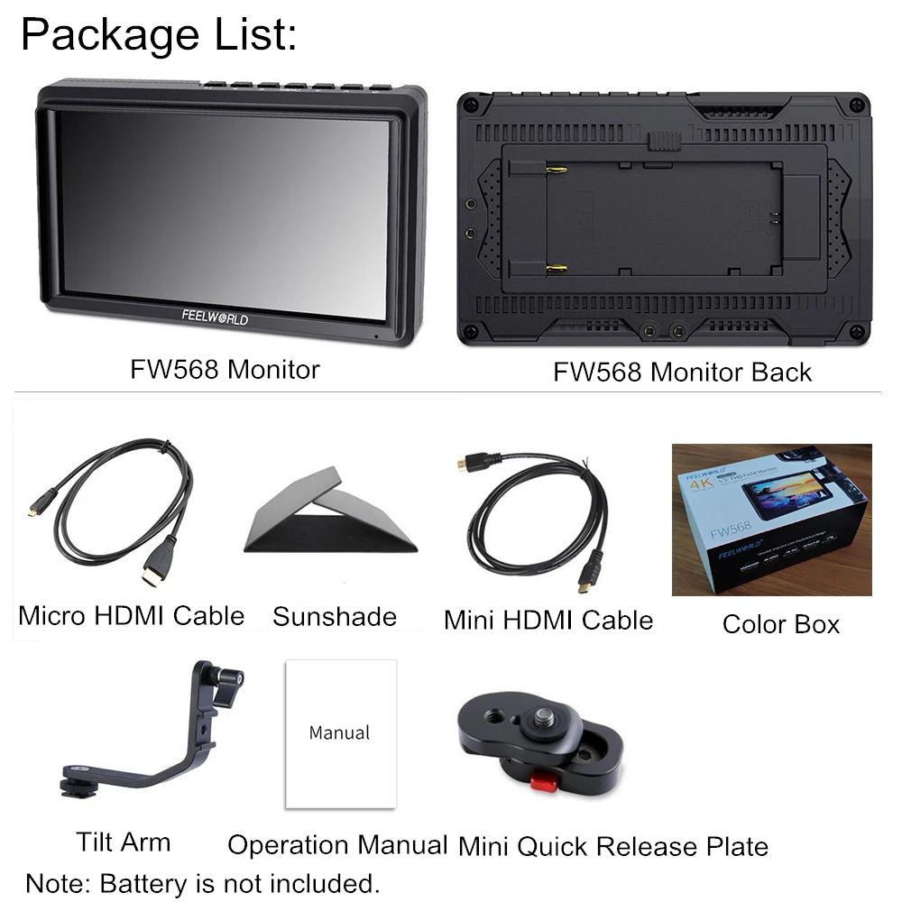 Камера FEELWORLD FW568 5 дюймовый экран 4K HDMI монитор для цифровой зеркальной камеры Full HD