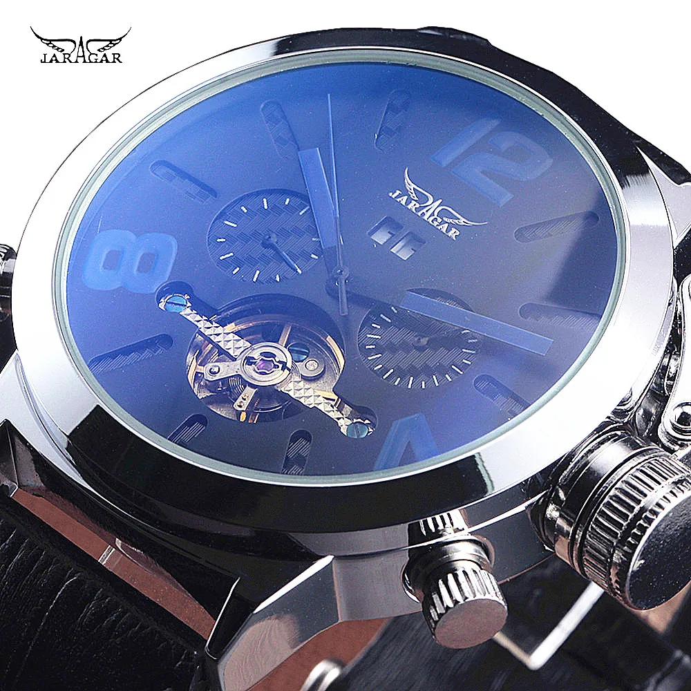 JARAGAR брендовые Роскошные турбийон автоматические механические Модные Кожаный