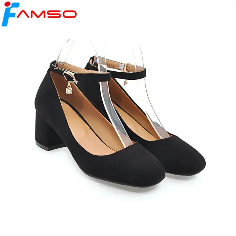 FAMSO/большие Size34-43 Новинка 2019 года сезон весна женские туфли-лодочки из флока с