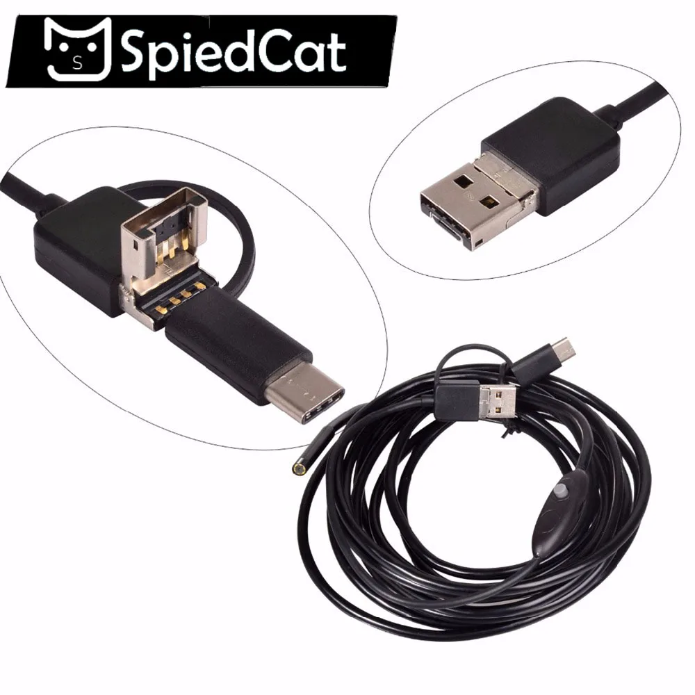 3в1 8 мм объектив USB Android тип-c эндоскоп камера 3 5 м змея труба осмотр для подводного