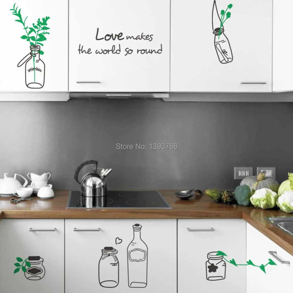 Любовь делает мир круглый Дрифт бутылки горшки стикер на стену окно красочный