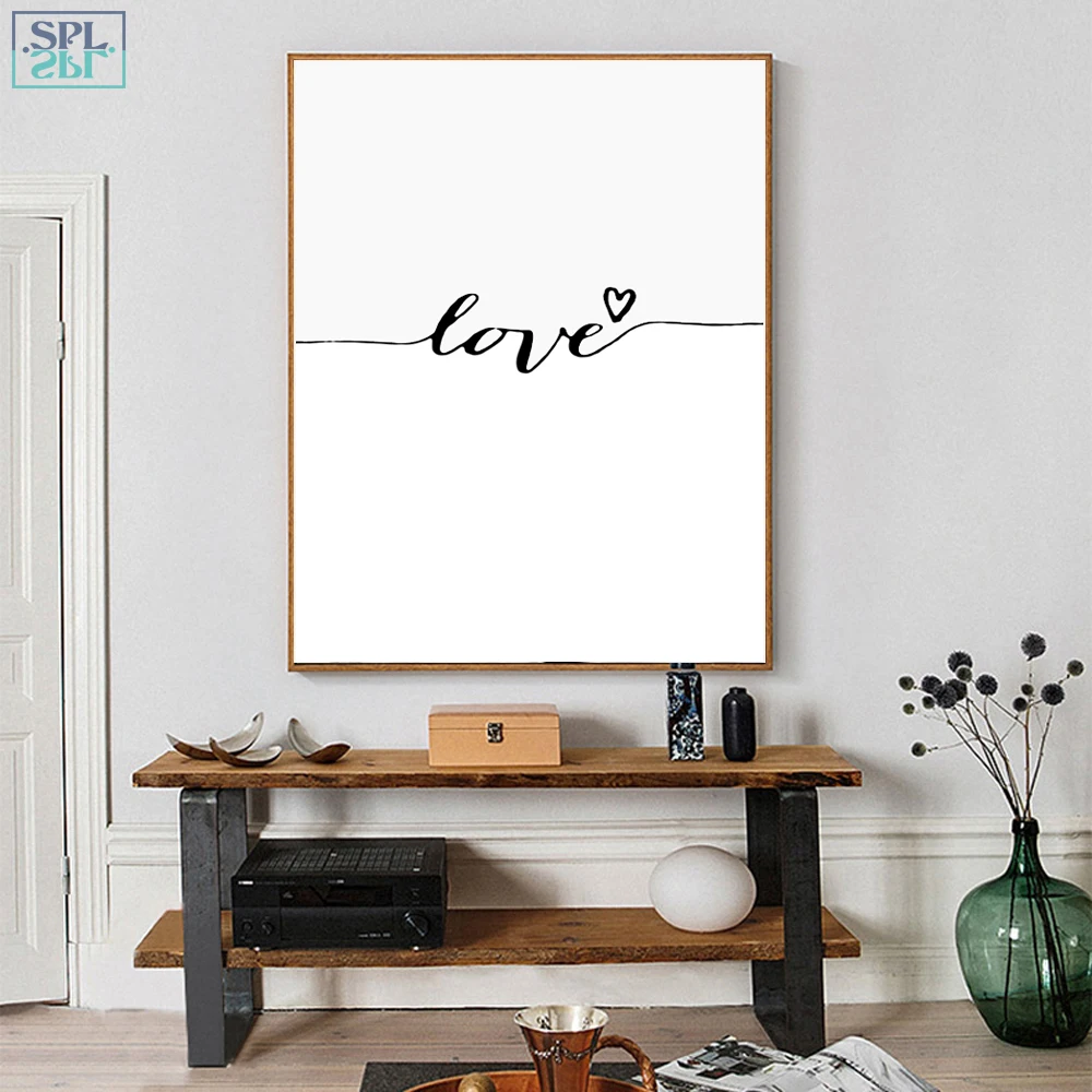 SPLSPL Nordic Minimalist Wall Art Picture Green Leaf Plant Canvas Print Poster Painting Scandinavian LOVE Home Decor No Frame | Дом и сад