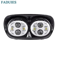 faduies dual led headlights projector bulb with angel eyes halo for harley motocycle road glide 2004 2013 headlamp accessories