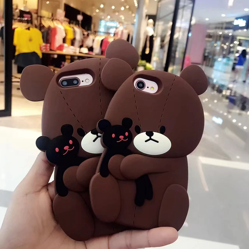 3D мультяшный Мягкий силиконовый чехол для Iphone X 8 7 Plus 6 6S плюшевый мишка модный