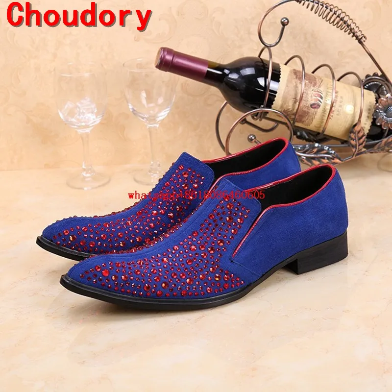 Мужские классические свадебные туфли 2017 Европейская обувь Стразы с острым