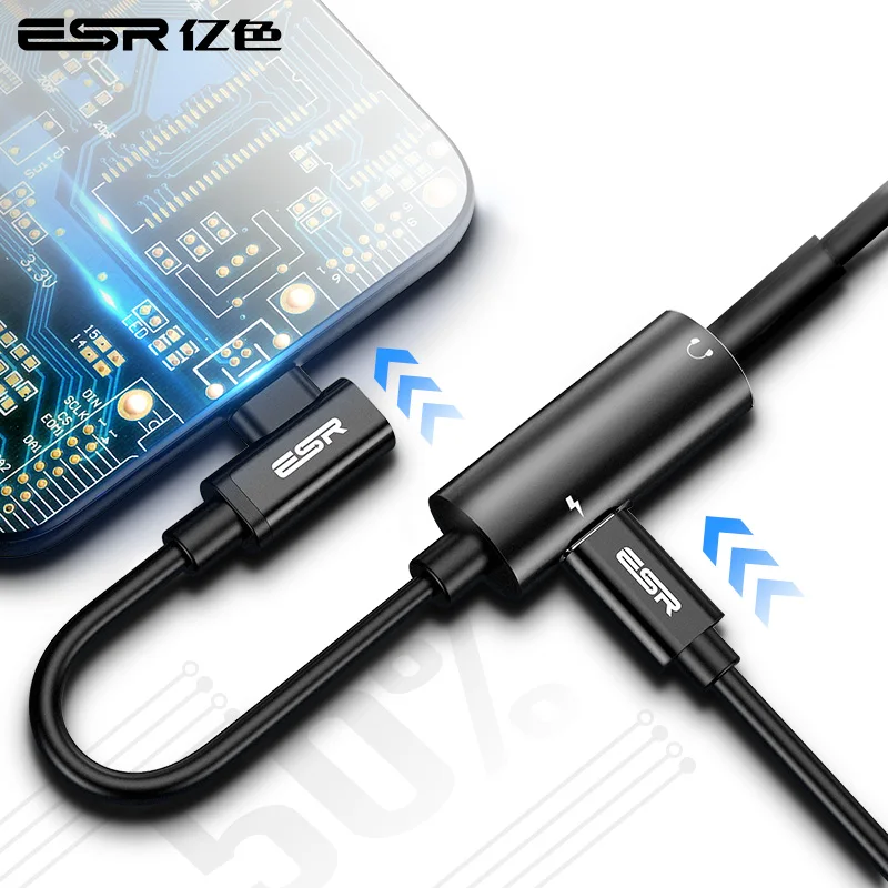 ESR usb type C штекер 3,5 мм разъем для наушников кабель-адаптер AUX аудио для Xiaomi Mi 8 huawei P20 mate 20 Pro type-C Быстрая зарядка