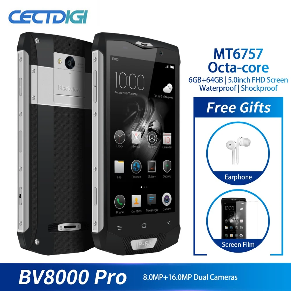 Blackview BV8000 Pro смартфон с 5 дюймовым дисплеем восьмиядерным процессором MT6757 ОЗУ 6 ГБ