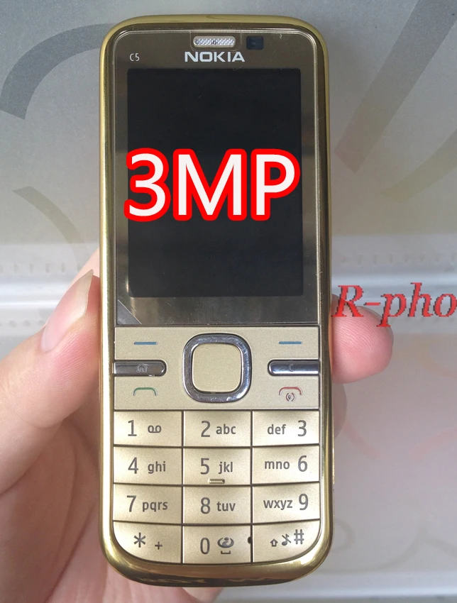 NOKIA C5-00 C5 мобильный телефон разблокированный иврит Арабский Русский Клавиатура Восстановленный мобильный телефон - Цвет: gold 3MP
