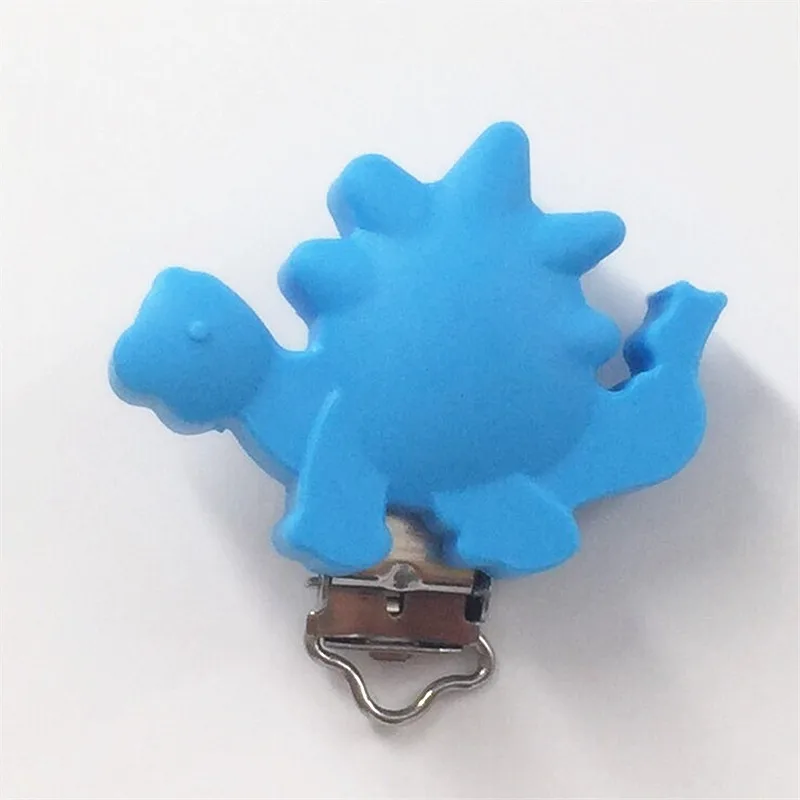 Sky Blue Chenkai 10 шт силиконовый динозавр зажимы для прорезывателей для кольцо для соски цепочка для прорезывателя держатель клипы DIY пустышка для младенца игрушки, украшения - Цвет: Sky Blue