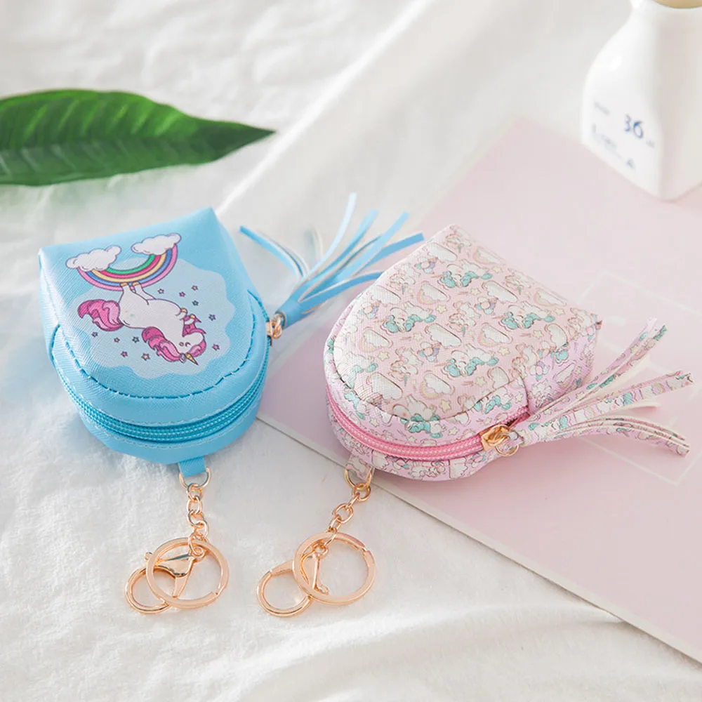 Fashion Women Girls Unicorn Mini Wallet Card Key Holder Zip Coin Purse Clutch Bags Jewelry Keys Pouch For Woman Cute | Багаж и сумки