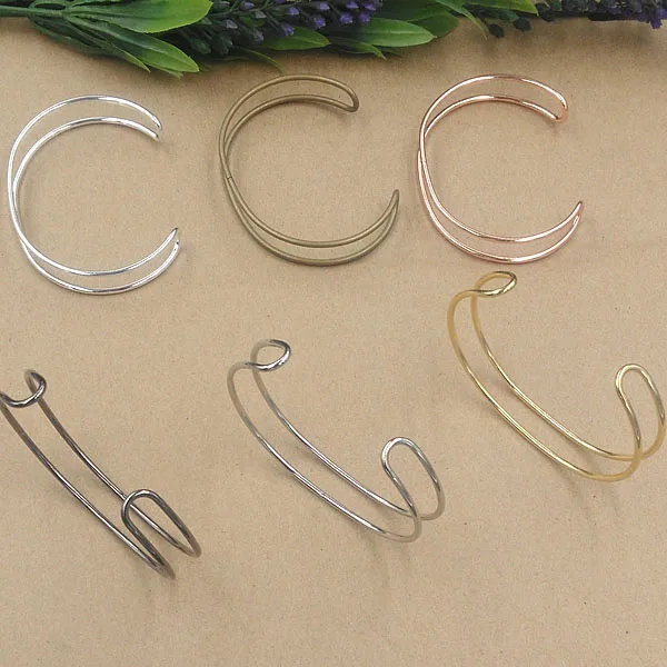 Простые двухпроводные открытые манжеты на запястье Пустые Основы для браслета