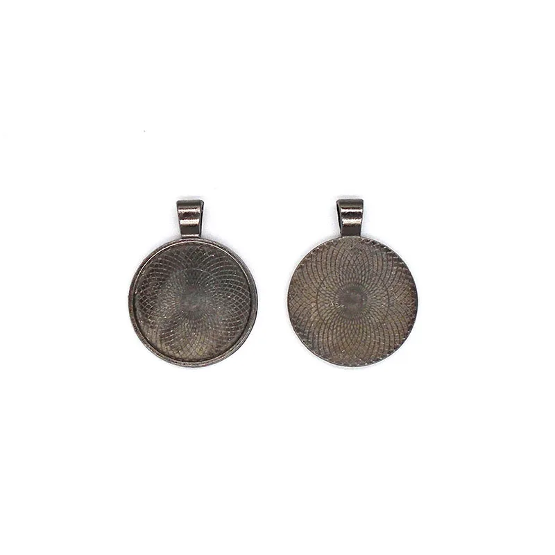20 x Gunmetal Черное круглое ожерелье Безель пустой кулон лотки Кабошон Камея основа