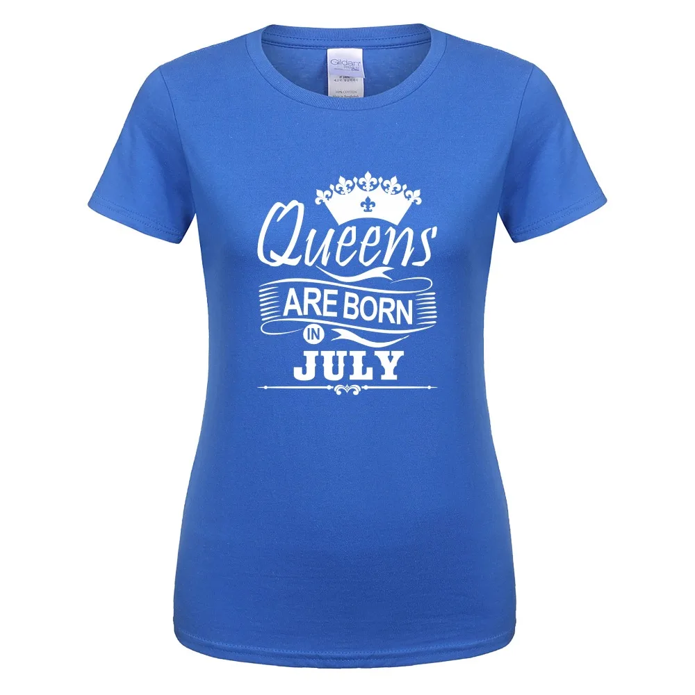 Футболка женская с коротким рукавом хлопковая рубашка надписью Queen Are Born In July