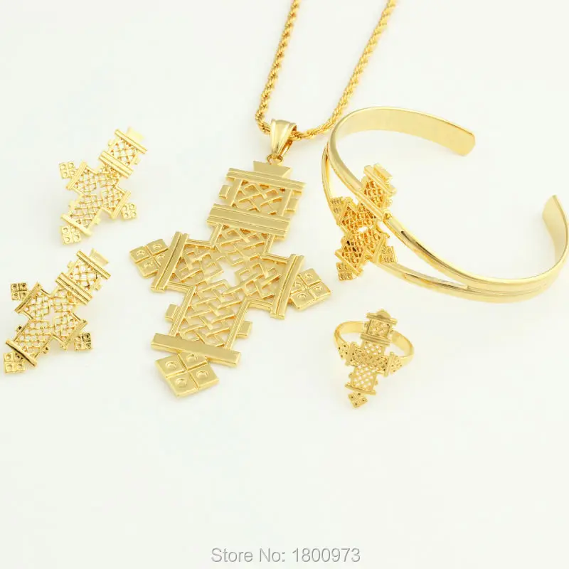 Новое поступление Модный Ювелирный Комплект с крестиками золотого цвета для