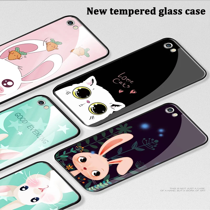 Милый мультфильм закаленное Стекло задняя крышка для OPPO R9S плюс Защитные чехлы