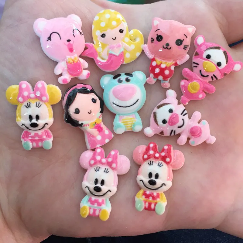 Модные 10 шт. цветные рисунки смешанные милые комбинации с плоским основанием