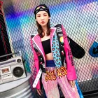 Осенняя модная розовая кожаная куртка в стиле панк, Женская приталенная мотоциклетная куртка с заклепками, с рисунком граффити