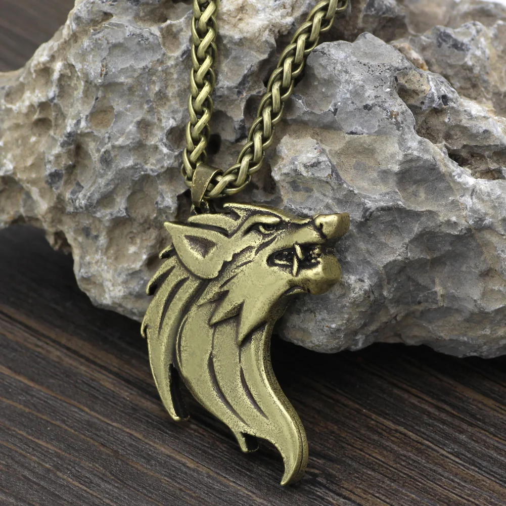 Мужской ожерелье с подвеской в виде головы волка норвежский викинг Odin|necklace