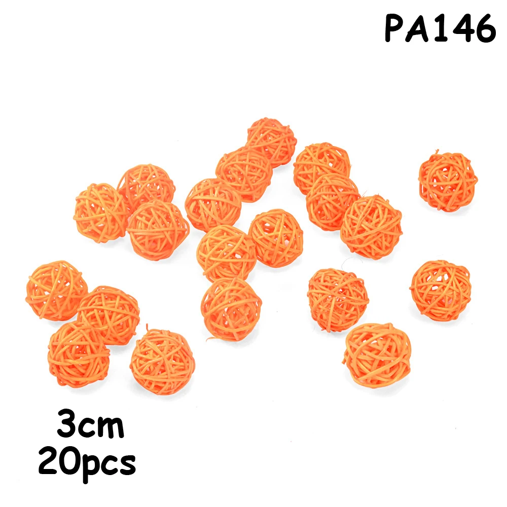 PA146 orange 20 шт./лот, 3 см, детский ротанговый шар для душа, Новогоднее украшение из ротанга, плетеные шары, вечерние украшения, сделай сам, Сепак, мячи takraw - Цвет: PA146 orange