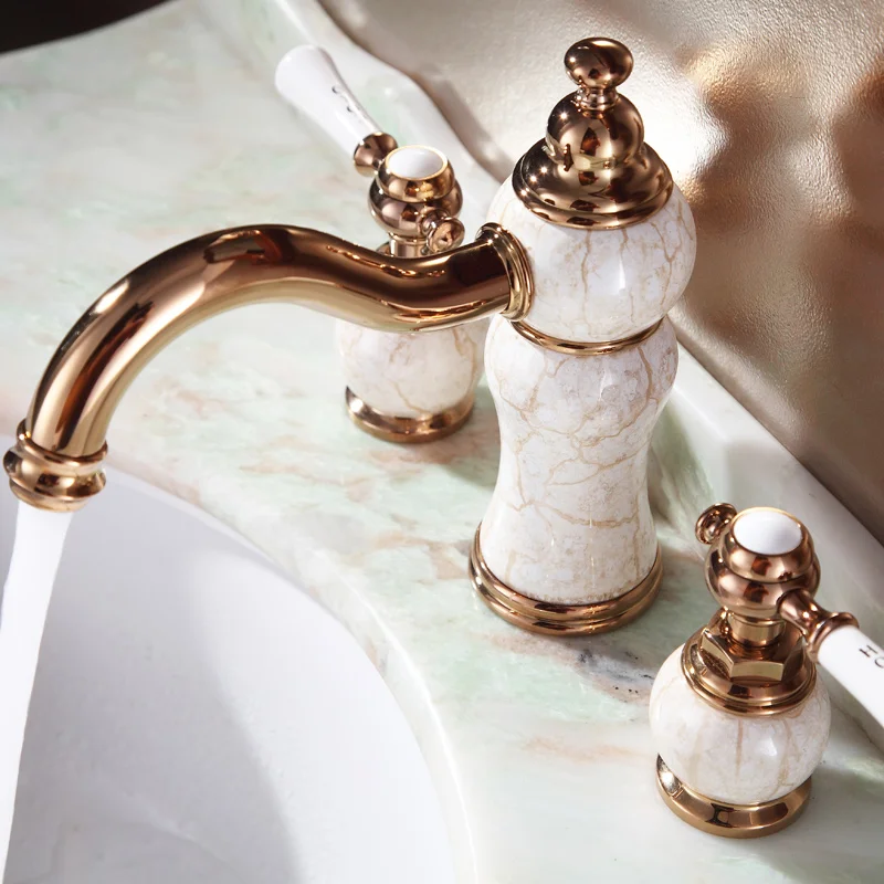 Античное розовое золото с нефритовым мрамором ванная комната смеситель для