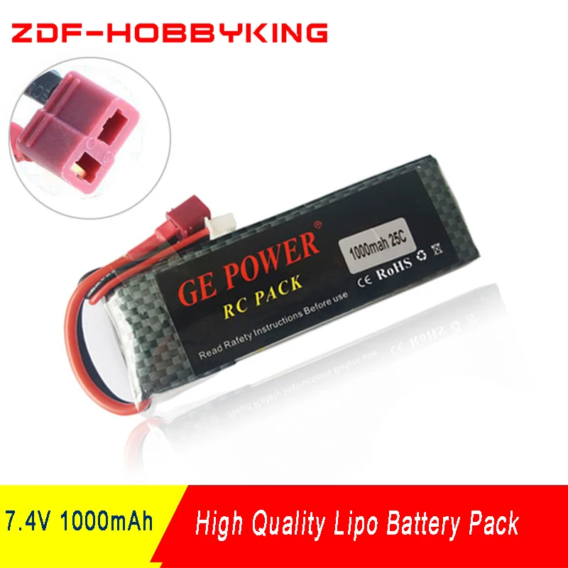 2018 ZDF хорошее качество lipo батарея 7 4 V 1000 MAH 25C max 50C Lipo для вертолета Квадрокоптер
