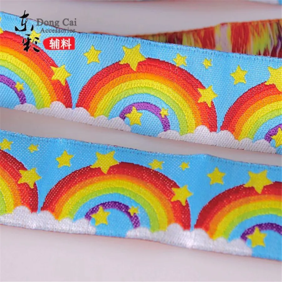 Лента жаккардовая Радужная с вышивкой 10 ярдов * 7/8 дюйма (22 мм)|rainbow ribbon|handmade ribbonribbon