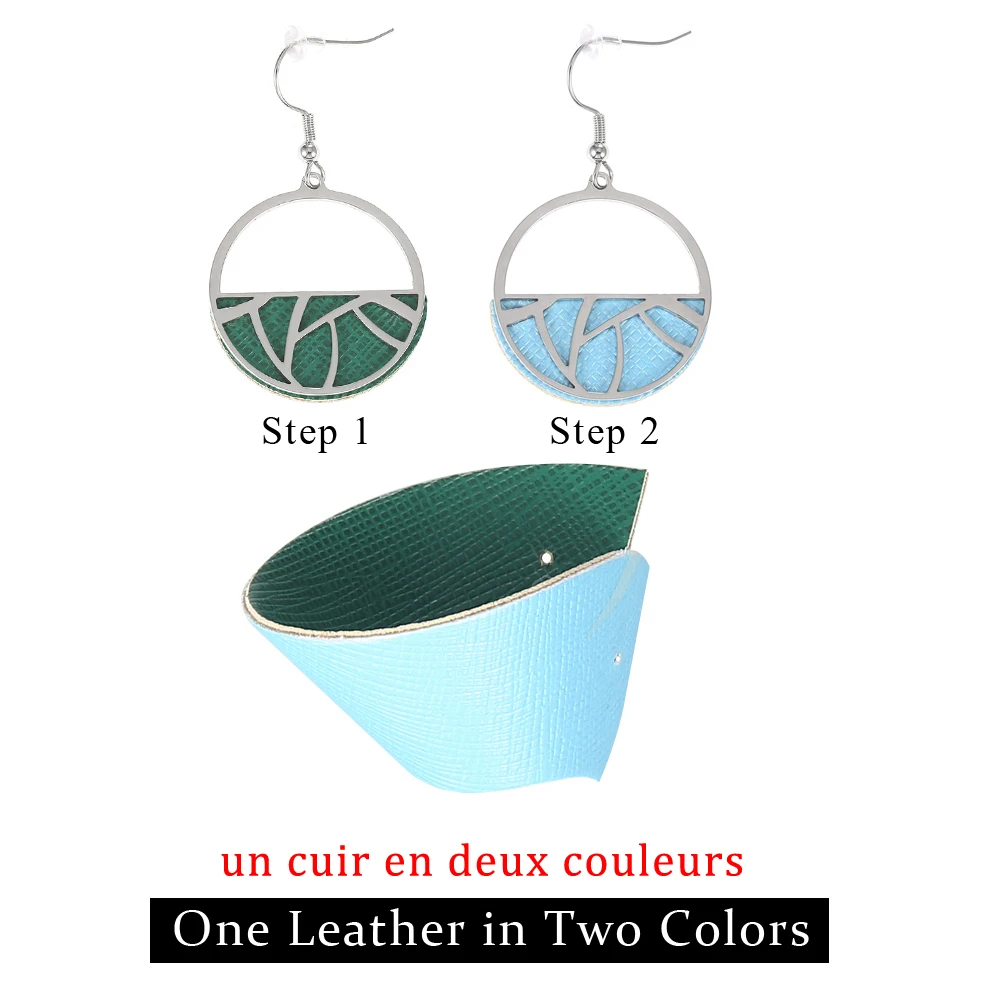 Cremo Trendy Interchangeable Leather Round Drop Earring Hanging Dangle Earrings Jewelry Stainless Geometric for Women | Украшения и