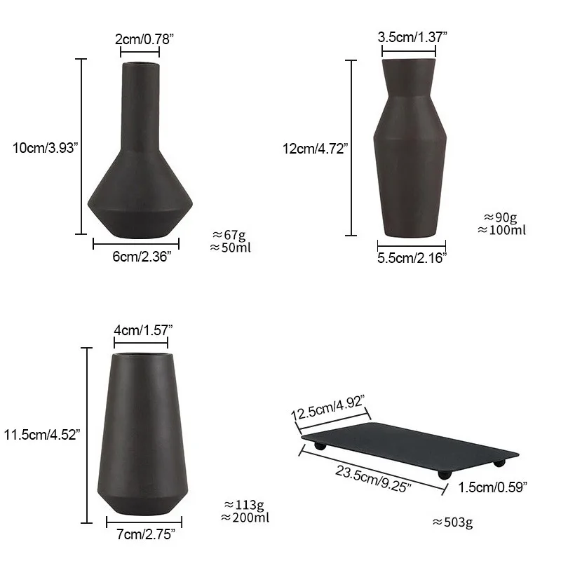 

3pcs/set Creative Nordic Decorative Ceramic Flower Vases With Magnet Tray European Tabletop Vases Suit Adorn Flower Vases Gifts