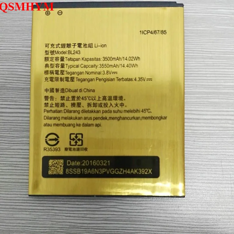 3500 мАч BL243 золотой аккумулятор для Lenovo K3 Note K50-T5 A7000 A5500 A5600 A7600 A7600M мобильный телефон