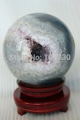 001023 Топ! Аметист Агат кристалл кварца геодезический шар из Бразилии + подставка |