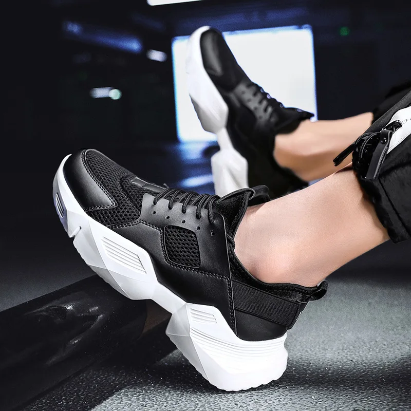 Harajuku men casual white chunky sneakers hip hop shoes male autumn thick bottom students walking zapatos hombre tenis trainers | Обувь
