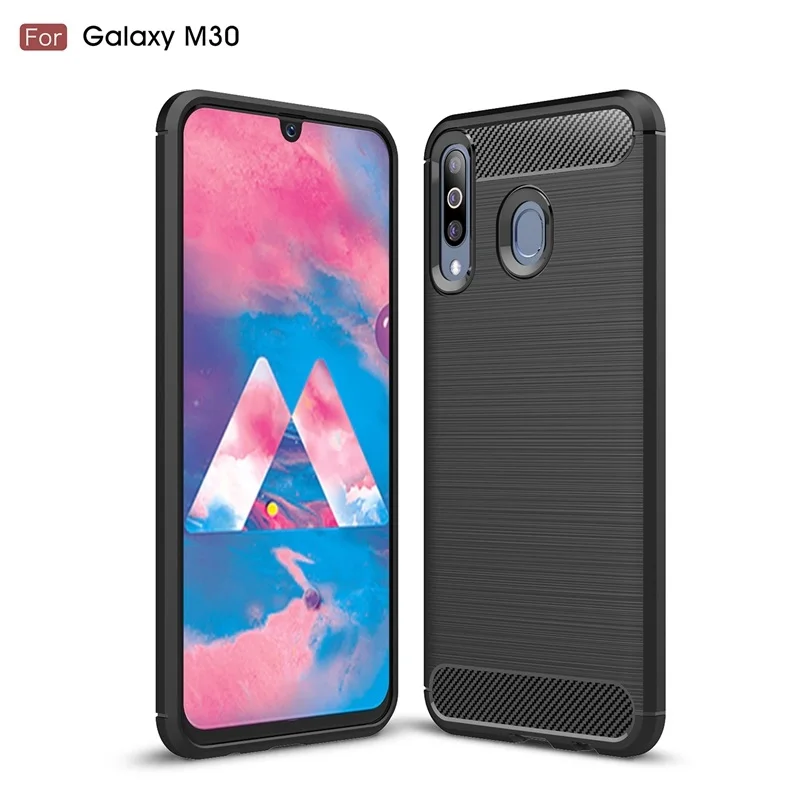 Для Samsung Galaxy M30 чехол из углеродного волокна противоударный мягкий ТПУ прочный
