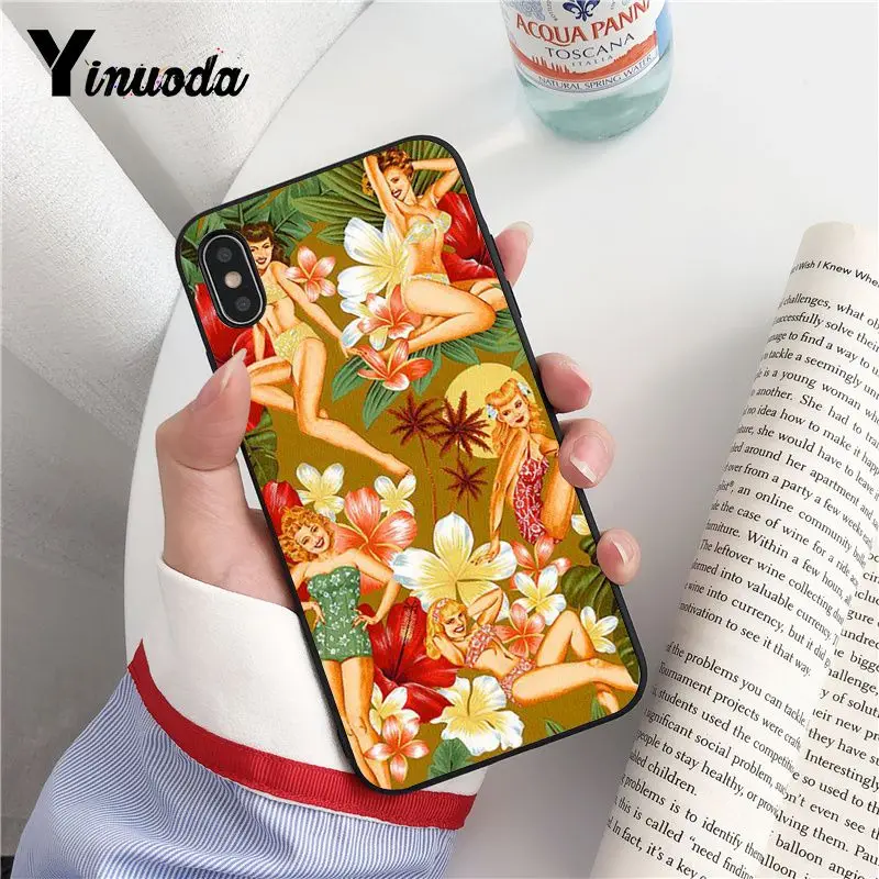 Yinuoda Aloha мягкий чехол для телефона из ТПУ девочек цвет: черный iPhone 8 7 6 6S Plus X XS MAX 5 5S SE