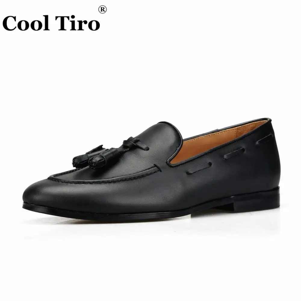 black Leather Cool Tiro/темно-синие замшевые мокасины в бельгийском стиле; мужские мокасины с кисточками; Мужские модельные туфли на плоской подошве; повседневная обувь; Нежные мужские туфли - Цвет: black Leather