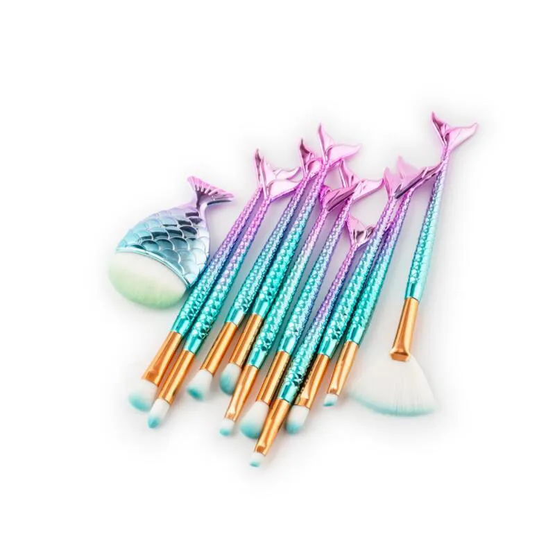 11 шт. набор русалочек для пудры румян бровей теней век растушевки косметика Кисть