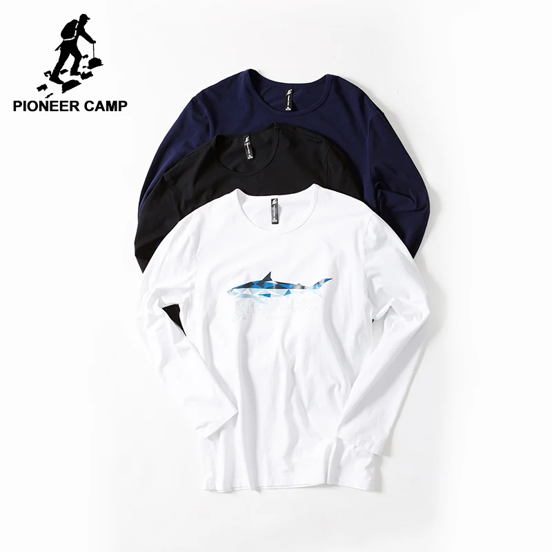 Мужская футболка Pioneer Camp брендовая Повседневная с длинным рукавом и рисунком