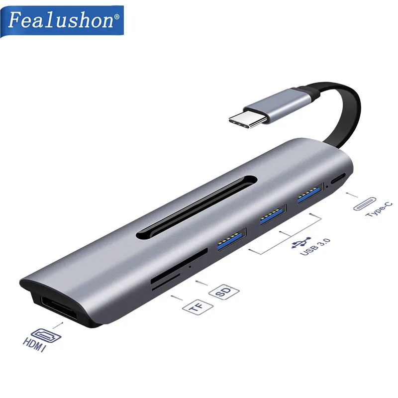 Док станция Fealushon с разъемом типа C HDMI USB хаб для ноутбуков Macbook Pro HP DELL поверхностей