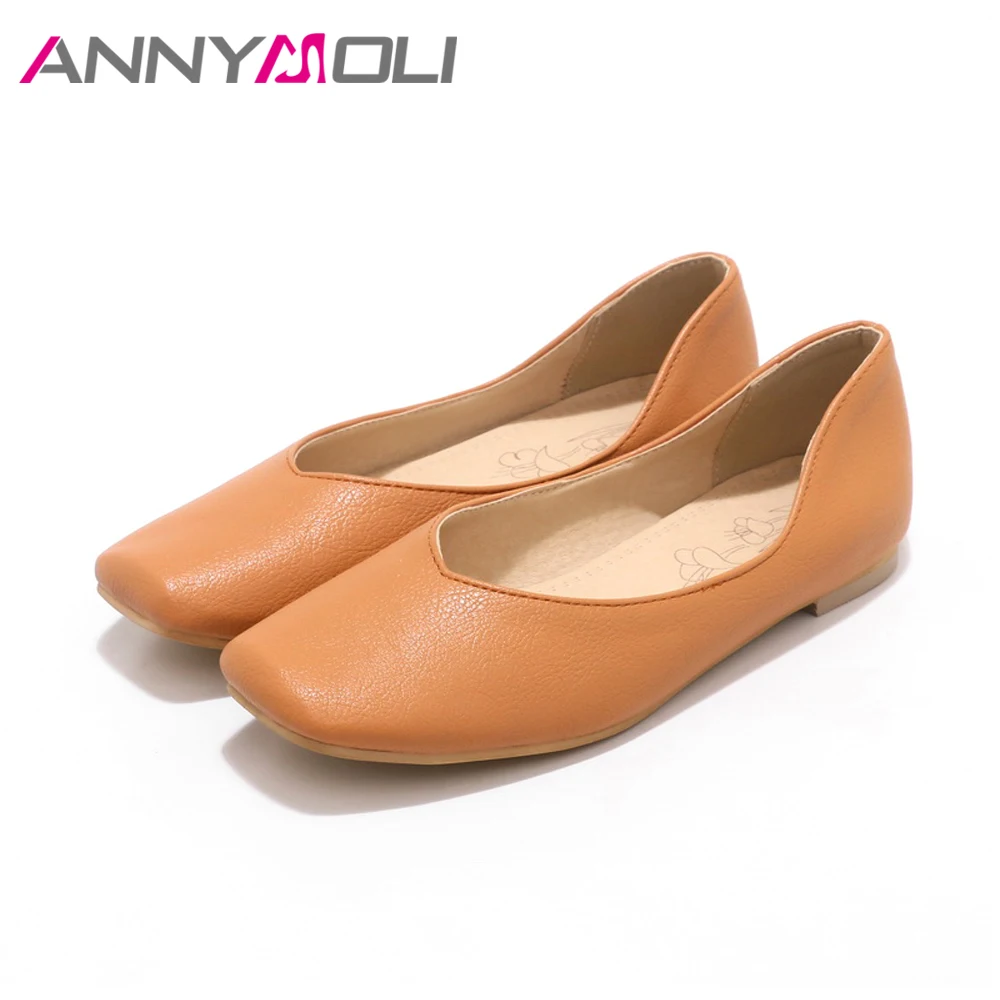 Женские туфли лодочки на плоской подошве с квадратным носком размеры 12 46|shoes