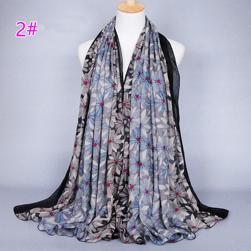 Любой 3 шт. Бесплатная доставка Для женщин Мягкий шарф шаль Хиджаб вуаль печать