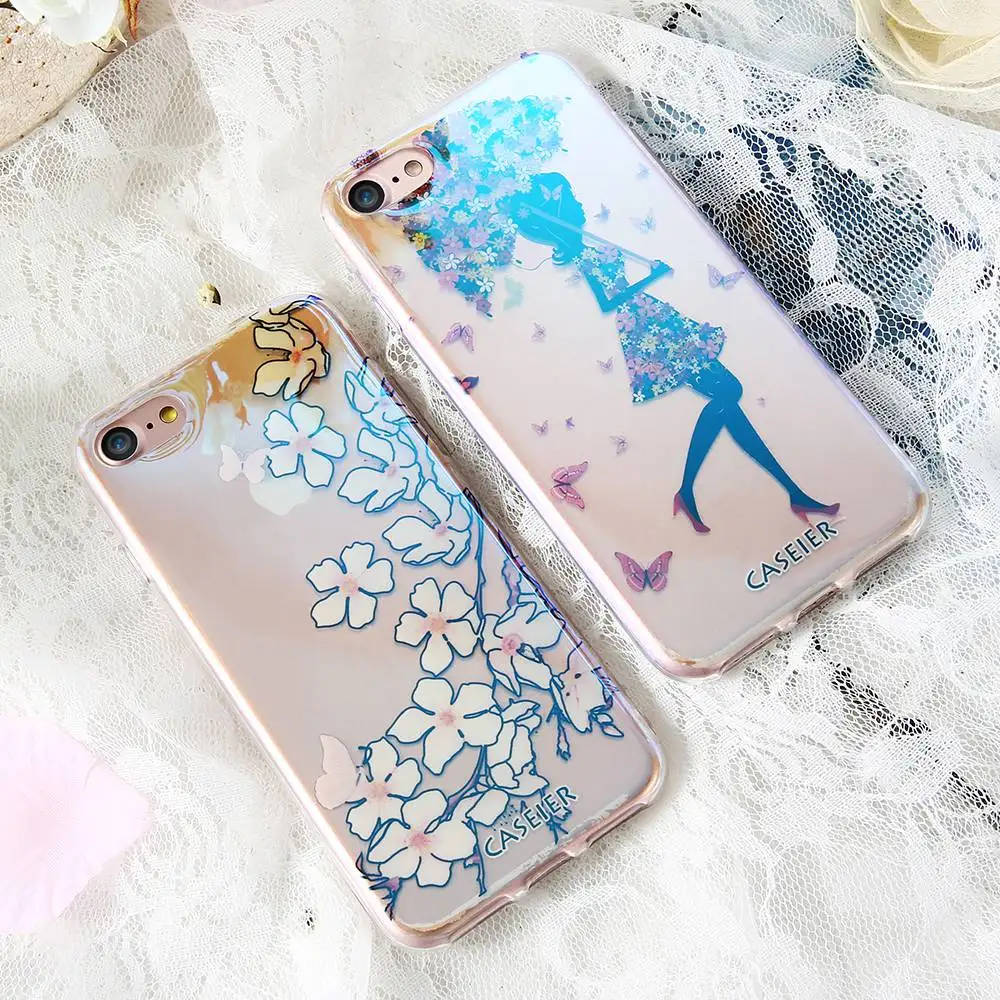 CASEIER Blue Ray Soft Clear Case For iPhone 7 8 Silicone Phone Cases Plus Cover Shell Accessories Capas |