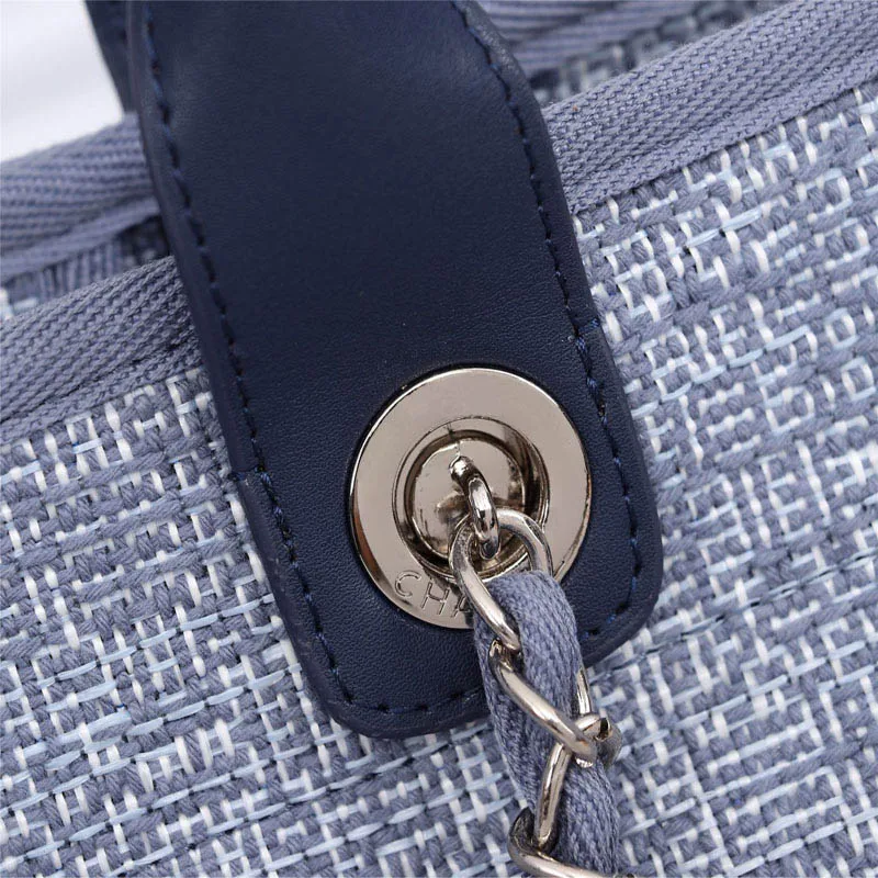 Light dark blue CHERILYN2019 новая холщовая пляжная сумка женская модная сумка для покупок сумка на плечо тканая сумка на цепочке - Цвет: Light dark blue