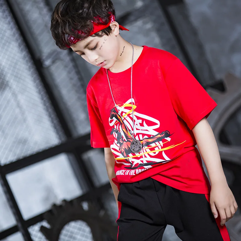 Children's Hip Hop Dance Costume Boys and Girls Short Sleeve Jazz Kids Clothing Modern DJ Stage Dress |