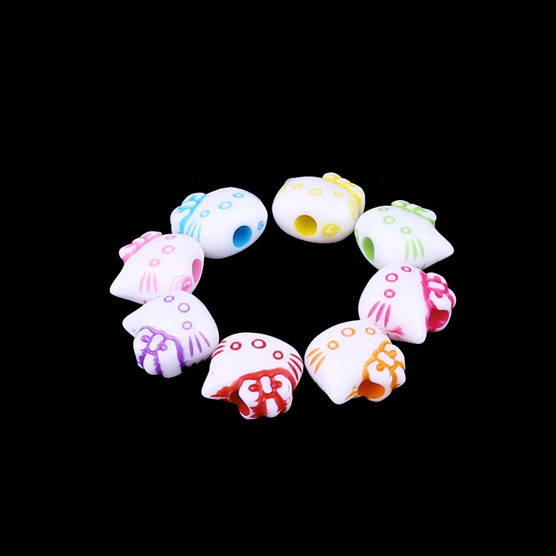 100 шт./лот смешанные Цвет рисунок Hello Kitty Пластик Бусины для детей браслет