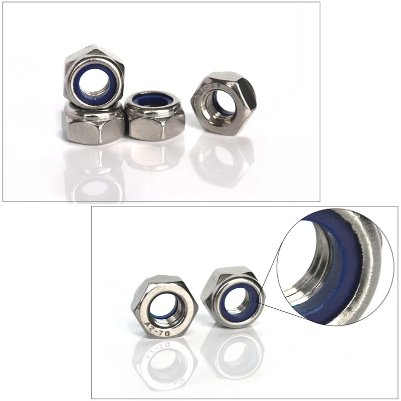 (10pcs to 100pcs) M3 M4 M5 M6 M8 M10 M12 M14 M16 Metric thread Nylon Insert Hex Lock Nut 304 Stainless Steel | Обустройство дома