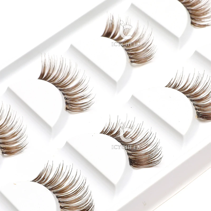 Искусственные черные/Коричневые Мягкие Накладные ресницы 5 пар угловые/мини
