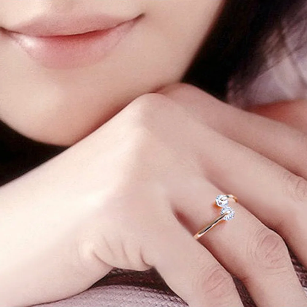 OL/Стиль Регулируемый Твин с украшением в виде кристаллов кольцо из розового