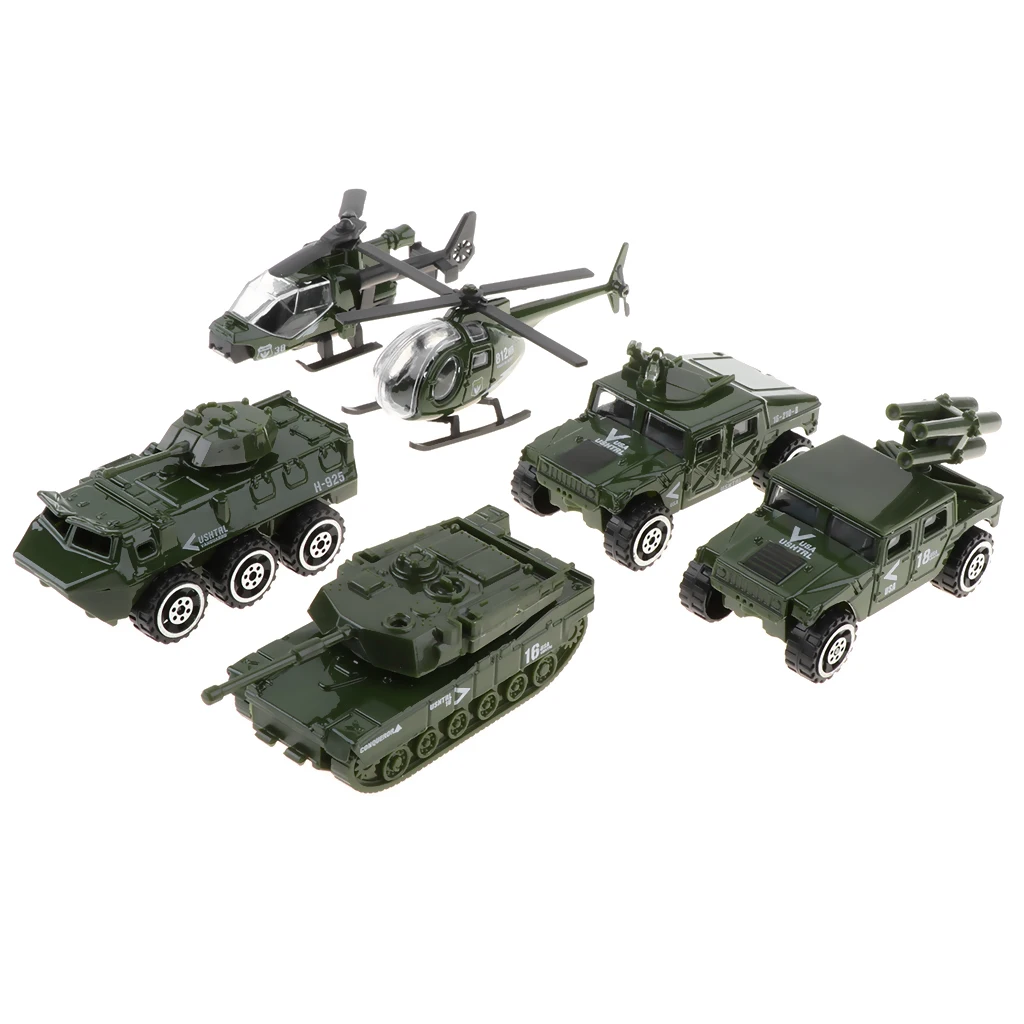 1/87 литые военные автомобили 6 в 1 Ассорти металлических армейских моделей