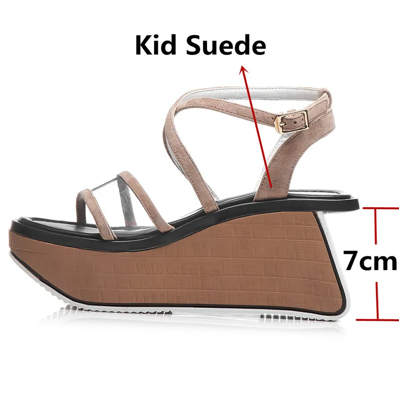 Женские замшевые сандалии FEDONAS черные туфли на танкетке вечерние лето 2019 | Обувь